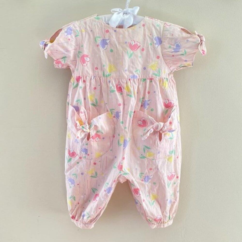 Vintage Mine Alone Pink Floral Jumpsuit 3-6 Months - Picture 1 of 10